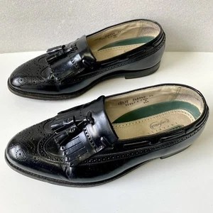 Florsheim Imperial VTG Loafers Men’s Sz 10.5 EEE Black Wing Tip Tassels USA Made - Picture 1 of 14