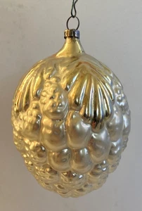 Vintage Quecksilber Glas Weihnachtsschmuck Silber KIEFERNZAPFEN holprig 3,75" Polen - Bild 1 von 7