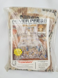 Vintage 70er Superstars Sport SEARS Gardine Vorhänge Plissee Paneele Paar Bball Hockey - Bild 1 von 7