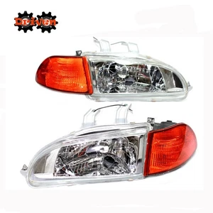 For Honda Civic EG EJ Chome Headlights Orange Amber Corners + SiR City Light - Picture 1 of 3