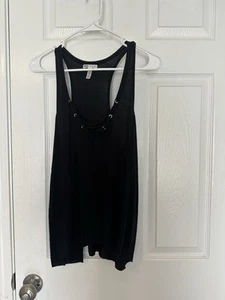 VS Pink Lace Front Tank Black M - Picture 1 of 3