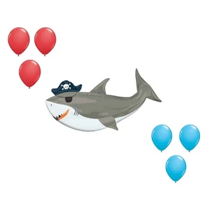 LOONBALLOON 41 Inch Ahoi Shark Balloon Medium Shape Set (6x Latex) - Bild 1 von 1