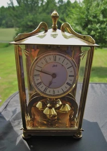 Vintage Schatz Germany Mid Century Brass Art Deco 400 Day Anniversary Clock - Picture 1 of 9
