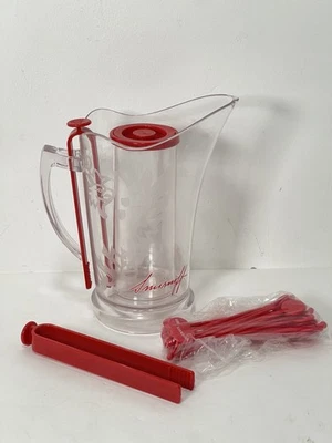 LARGE PLASTIC SMIRNOFF JUG PITCHER WITH 2 SETS ICE TONGS 25 STIRRERS BAR PUB - Image 1 of 4