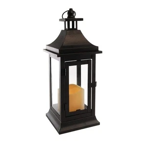 Metal Lantern with Battery Operated Candle - 13" Black - Picture 1 of 2