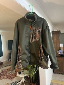 EUC Trail Crest Mens Zip Jacket sz 2XL Fleece Lined Olive Highland Timber Camo