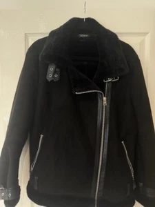 Black Faux Suede Biker Jacket size 14 by Topshop - Picture 1 of 10