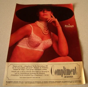 Jahr 1965 orig. Reklame Werbung Mieder Dessous Triumph Compliment BH Hut 2. - Bild 1 von 1