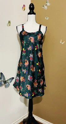 Looney Tunes Mujer’s Vintage Vestido de Noche Pijama Satinado Chemise Navidad Verde M Foto 1 de 4