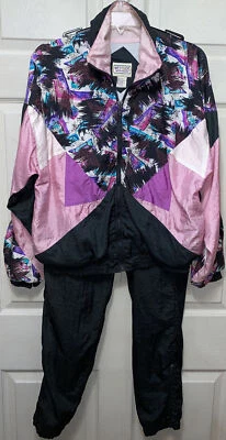 Vtg Westside Connection Ladies Sz Small Nylon Athletic Suit Black & Pink 1994 - Image 1 of 4