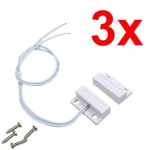 3x Magnetkontakt Magnetschalter Reed Tür Fensterkontakt Öffnungsmelder Weiß NC - Picture 1 of 7