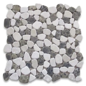 P67T Anti Slip Shower Floor Emperador Beige Marble Pebblestone Tile Tumbled - Picture 1 of 6