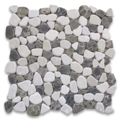 P67T Anti Slip Shower Floor Emperador Beige Marble Pebblestone Tile Tumbled - Image 1 of 4