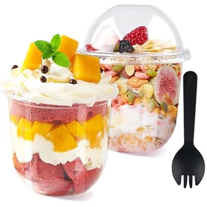 Dessertgläser, Kunststoff, wiederverwendbar, 360ml, 50 Stück, mit Deckel, Löf... - Bild 1 von 9