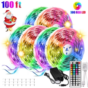 Bright 12V 33ft 65ft 100ft 5050 RGB SMD 300 LED Flexible Strip light White USA - Picture 1 of 14