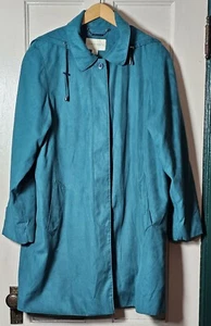 Appleseed’s Jacket Women's L Teal Green Faux Suede Lined Liner Trench Cabincore - Picture 1 of 24