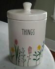 Rae Dunn Ivory Spring Flower “THINGS” Canister/Jar 