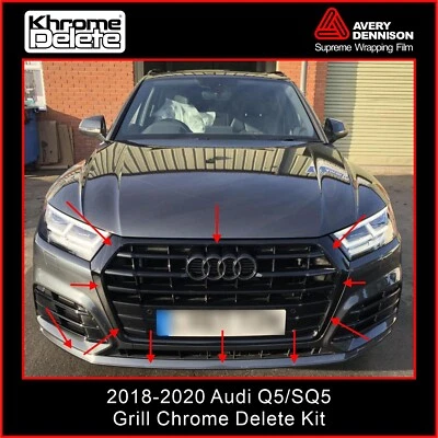 Superposición de vinilo de eliminación de cromo para una parrilla Audi Q5 2018-2020 (negro brillante) Foto 1 de 4