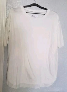 Frank & Eileen Tee Lab 1/2 Sleeve T Shirt Size Medium Tunic Style Raw Hem Sheer - Picture 1 of 6