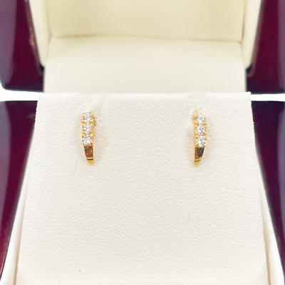 22ct Yellow Gold Three Stone Half Hoop Earrings 8mm - Image 1 of 4
