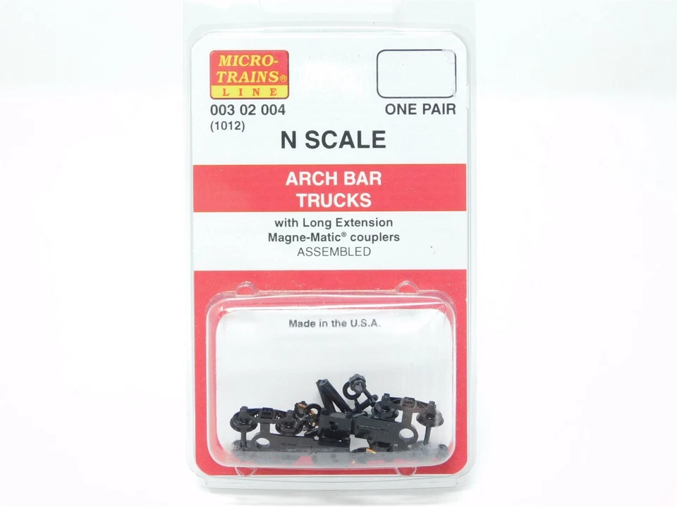 N Scale Micro-Trains MTL 00302004 (1012) Arch Bar Trucks Long Ext Couplers 1pair - Image 1 of 4