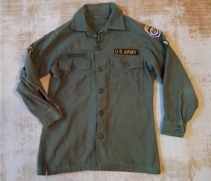 Vintage 70s Vietnam Era Long Sleeve US Army Shirt With Patches Medium - Picture 1 of 16