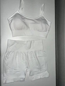 OQQ Workout Outfits for Women 2 Piece Seamless Ribbed High Waist Leggings / Bras - Picture 1 of 3