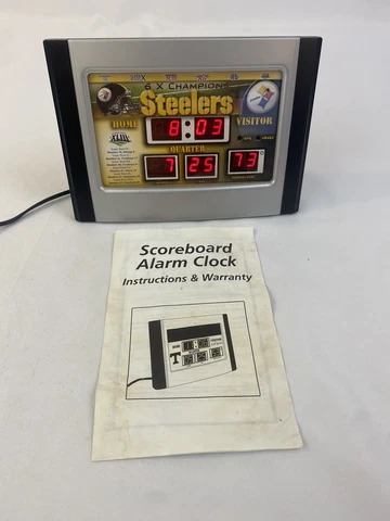NFL PITTSBURGH STEELERS Scoreboard ALARM CLOCK Day Chime Time Temperature Cover