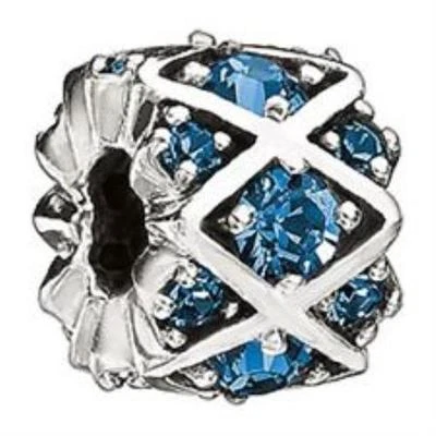 Cuentas de plata esterlina 0,925 Chamilia JB-36B brillantes con piedras azules Foto 1 de 2
