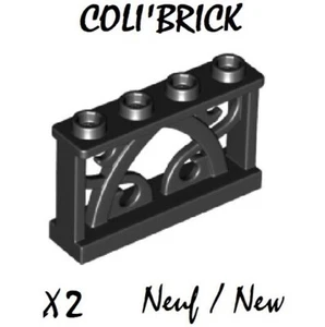 lego 19121 - 2x Barriere Cloture Fence 1x4x2 Ornamental - Noir / Black - Neuf - Imagen 1 de 1