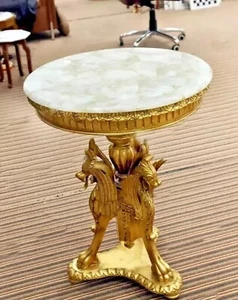 15" Unique White Quartz Coffee Table Top Handmade Crystal Healing End Table Deco - Picture 1 of 10
