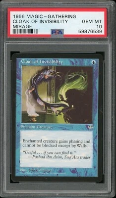 1996 Magic the Gathering MTG Mirage Cloak of Invisibility PSA 10 Pop 1 - Image 1 of 2