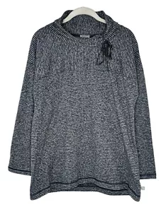 T by Talbots Pullover Mujer Cuello Simulado Sudadera Gris Elastizado Rayas Talla M Nuevo sin Etiquetas - Imagen 1 de 5