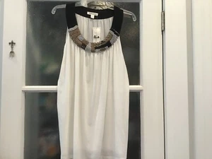 John Paul Richard Jersey Misses tunic top w beaded neckline; Ivory; L; NWT - Picture 1 of 3