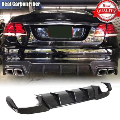 Real Carbon Rear Bumper Diffuser Lip For Mercedes Benz W212 E350 E63  2013-16 - Image 1 of 4