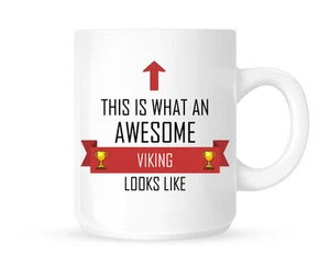 This Is What An Awesome Viking Looks Like - (Red Ribbon Design) Tea/Coffee Mug - Picture 1 of 1