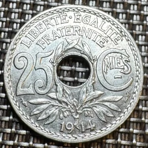 TRÈS BELLE PIECE DE 25 CENTIMES 1914 CENTIMES SOULIGNÉS (1300) - Imagen 1 de 2