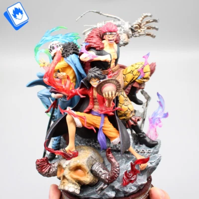 Action Figure One Piece Rufy Kid Law 3 Capitani 22cm STATUA DA COLLEZIONE Anime - Immagine 1 di 4