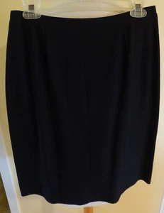 EILEEN FISHER BLACK STRETCH RAYON CREPE KNIT FAUX WRAP CAREER SLIM SKIRT NEW XS - Picture 1 of 2