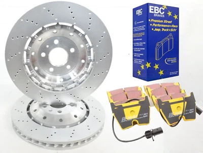FOR AUDI RS4 RS5 R8 SPYDER FRONT DRILLED SHW BRAKE DISCS EBC YELLOW PADS 365mm - Image 1 of 4