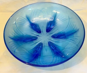 Beautiful Verlys SIGNED Blue Footed Bowl-Antique French-peacock - Bild 1 von 8