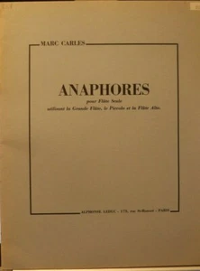 Flute Alone: Anaphores by Marc Carles New Publisher price $15.40 - Picture 1 of 4