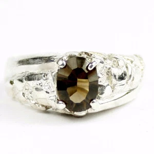 Smoky Quartz, 925 Sterling Silver Men's Ring, SR368 - Picture 1 of 5