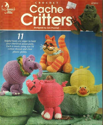 NEW CACHE CRITTERS CAT ELEPHANT FROG TURTLE BEAR ANNIE'S CROCHET PATTERN BOOK - Image 1 of 2