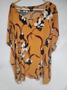 Camicia manica corta Liz Claiborne Career donna gialla con stampa floreale (taglia 5X) - Foto 1 di 3