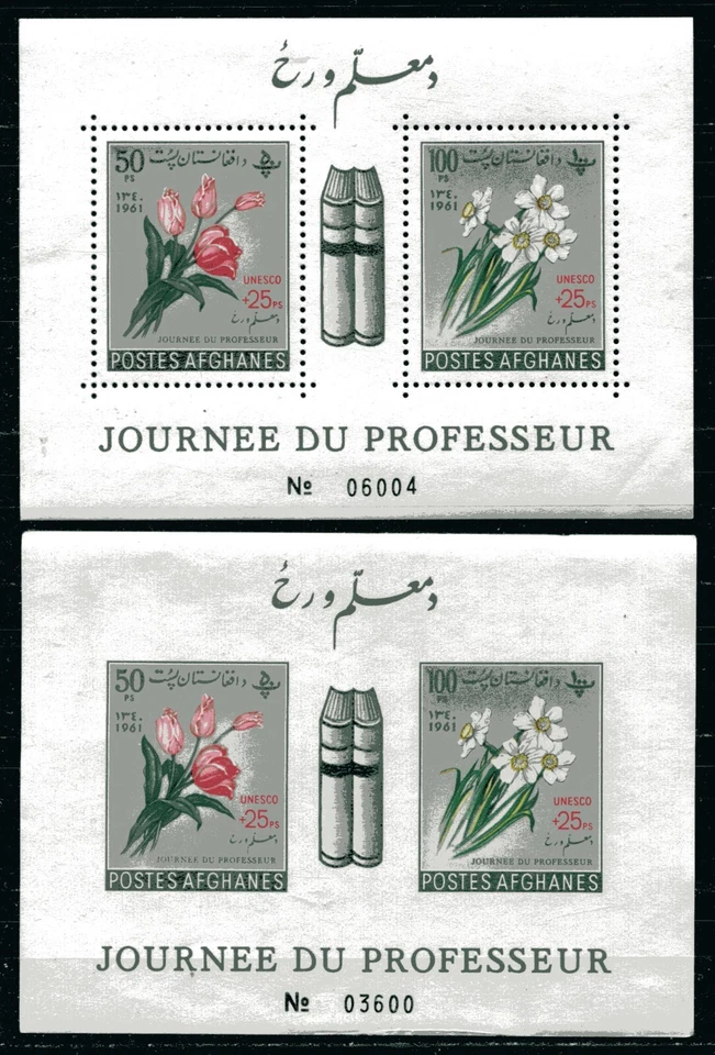 AFGHANISTAN 1962, UNESCO, FLOWERS, TEACHER'S DAY, Sc B51 FOOTNOTE,  MNH - Image 1 of 1
