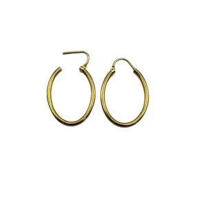 18ct 18K Yellow Gold Plain Polished Oval Hoop Earrings 2.32 Grams. Brand New - Picture 1 of 9