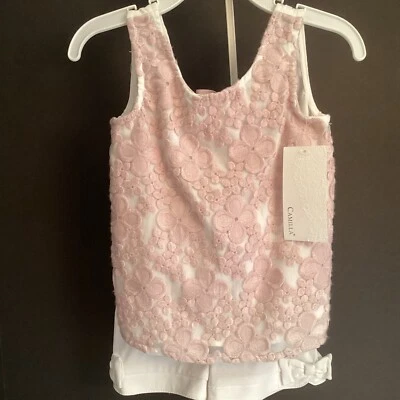 Girl's Pink And White Short Set By Camilla, Size 18T, NWT Foto 1 de 4
