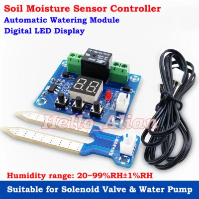 LED DC 12V Soil Moisture Sensor Humidity Relay Controller Automatically Watering - Image 1 of 4