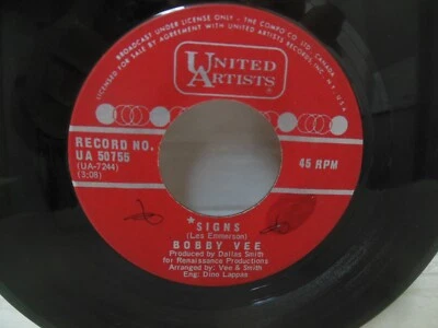 rare BOBBY VEE exc 45 rpm SIGNS b/w SOMETHING TO SAY - Image 1 of 2